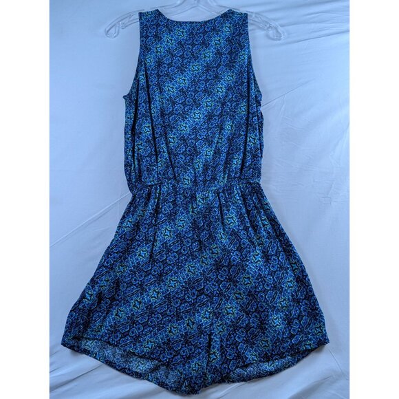 Mossimo Supply Co. Womens Blue Patterned V Neck Sleeveless Romper X-Small - Picture 2 of 10